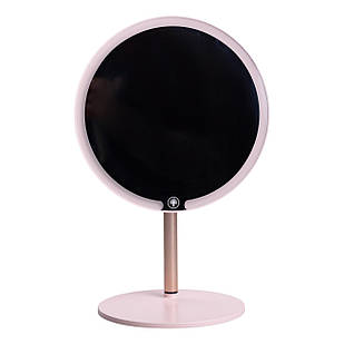 Дзеркало косметичне з підсвічуванням кругле настільне Ø21 см для макіяжу Рожеве HP-10-7AP