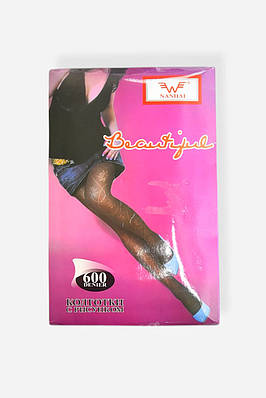 Колготи жіночі 600 ДЕН чорного кольору з малюнком р.44-48 199596T Безкоштовна доставка