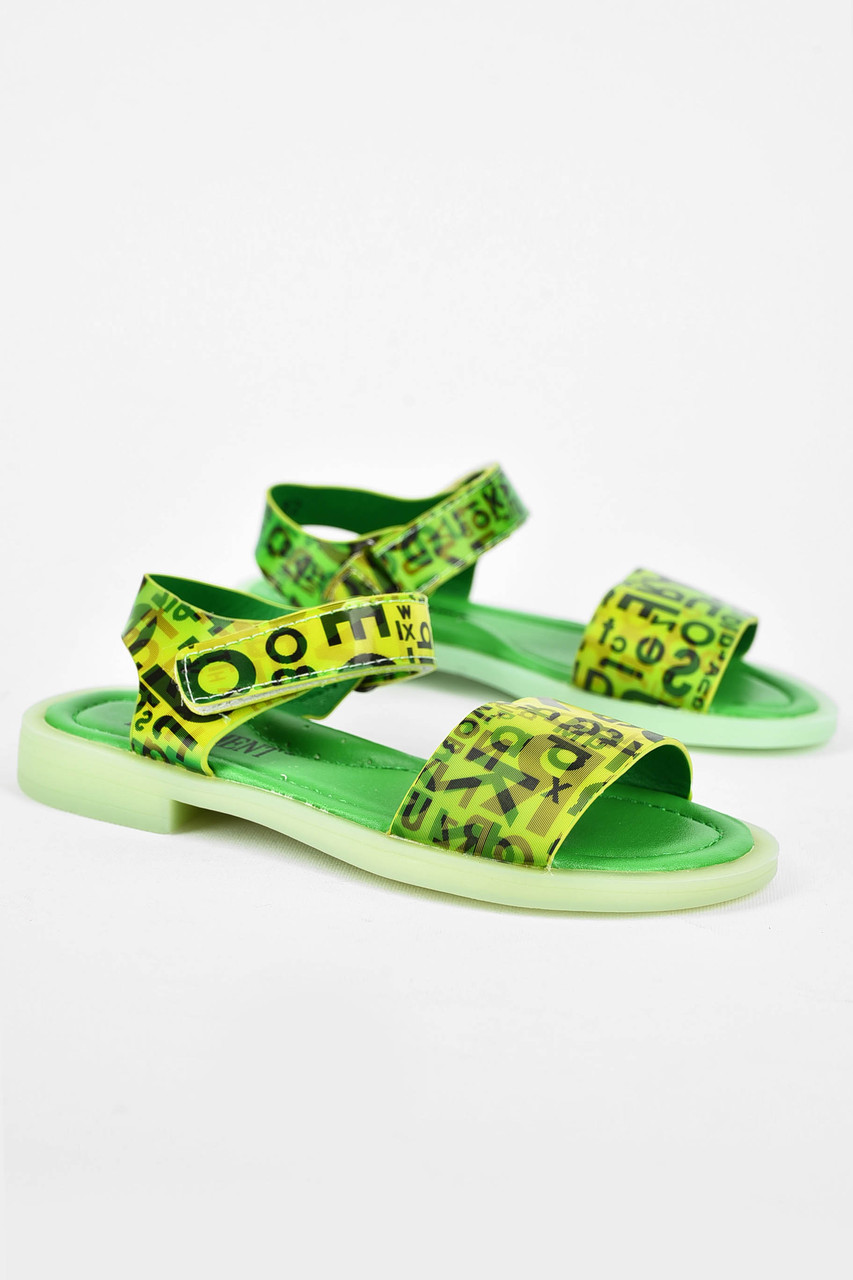 Босоніжки дитячі для дівчинки зеленого кольору 200053T Безкоштовна доставка, фото 1