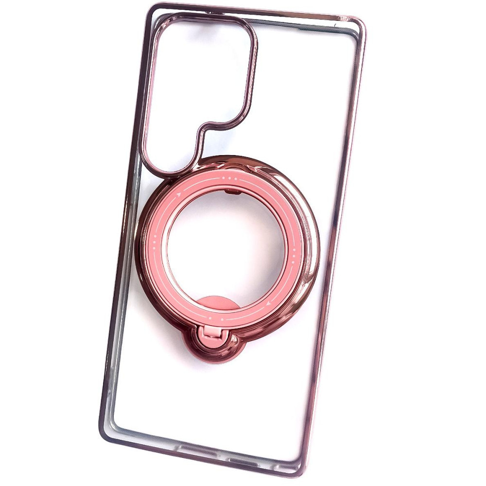 Силіконовий чохол накладка Clear Case для Samsung Galaxy S25 Ultra з металевим кільцем тримачем та захистом для камери