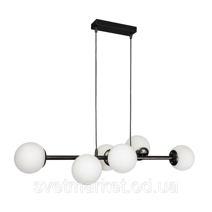 Чорна підвісна люстра з плафонами 752101-6(1010) BK+WH, фото 1