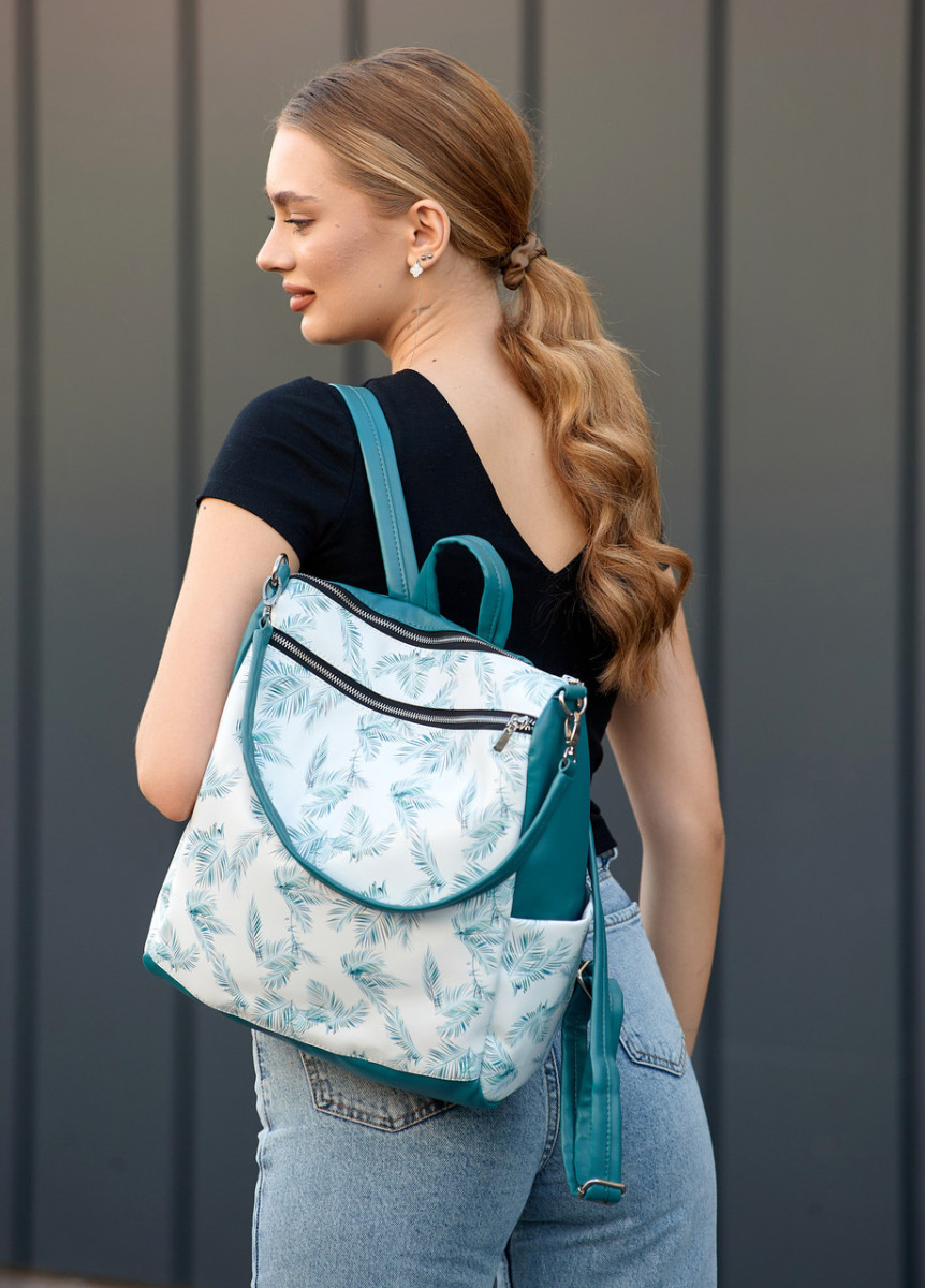 Жіночий рюкзак-сумка високої якості українського виробництваЕлегантність мурена з принтом "Palm" 5062323, фото 1