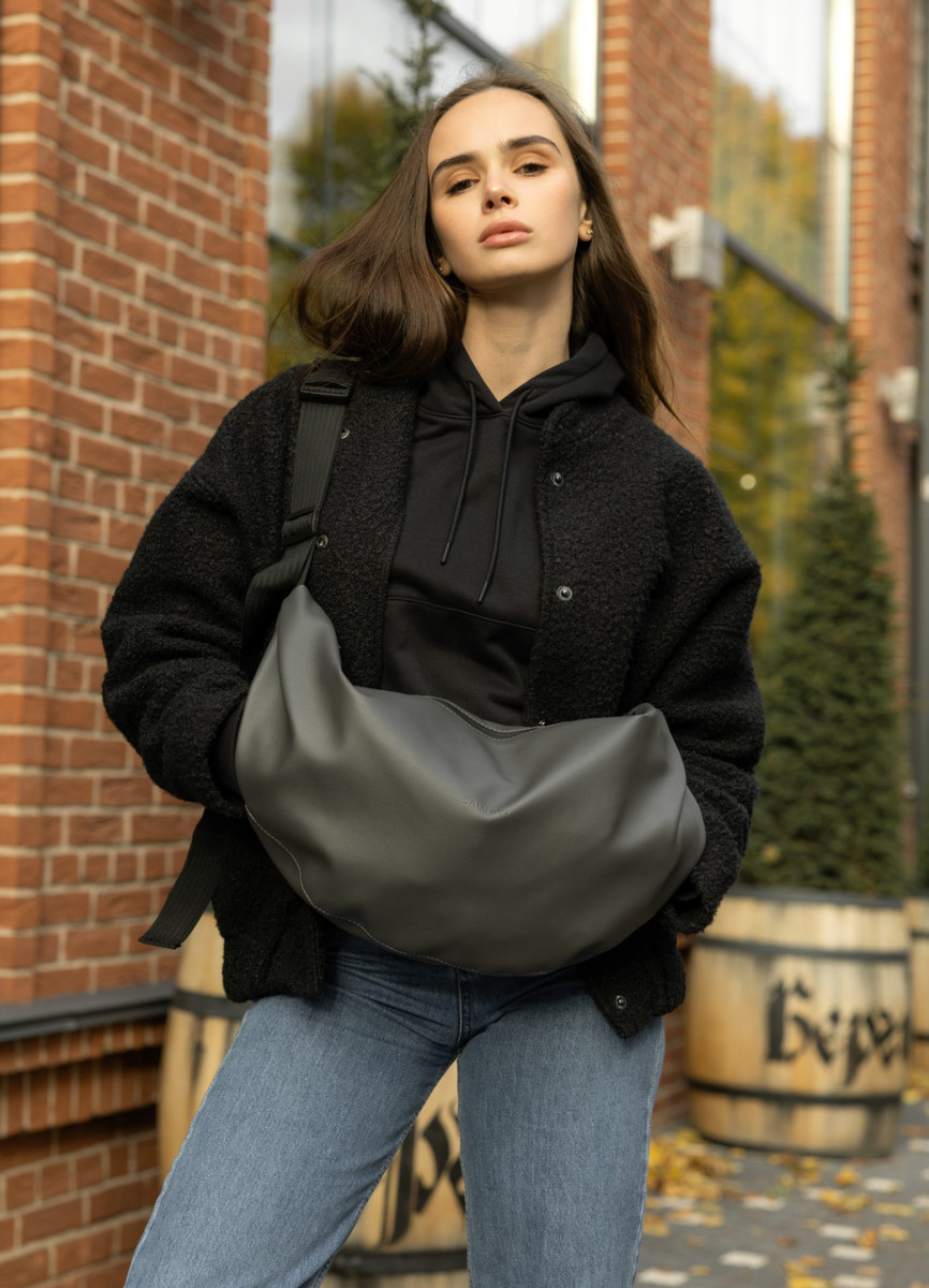 Жіноча сумка високої якості українського виробництва ХОБО - сумка-мішок -    -  графітова 5062485