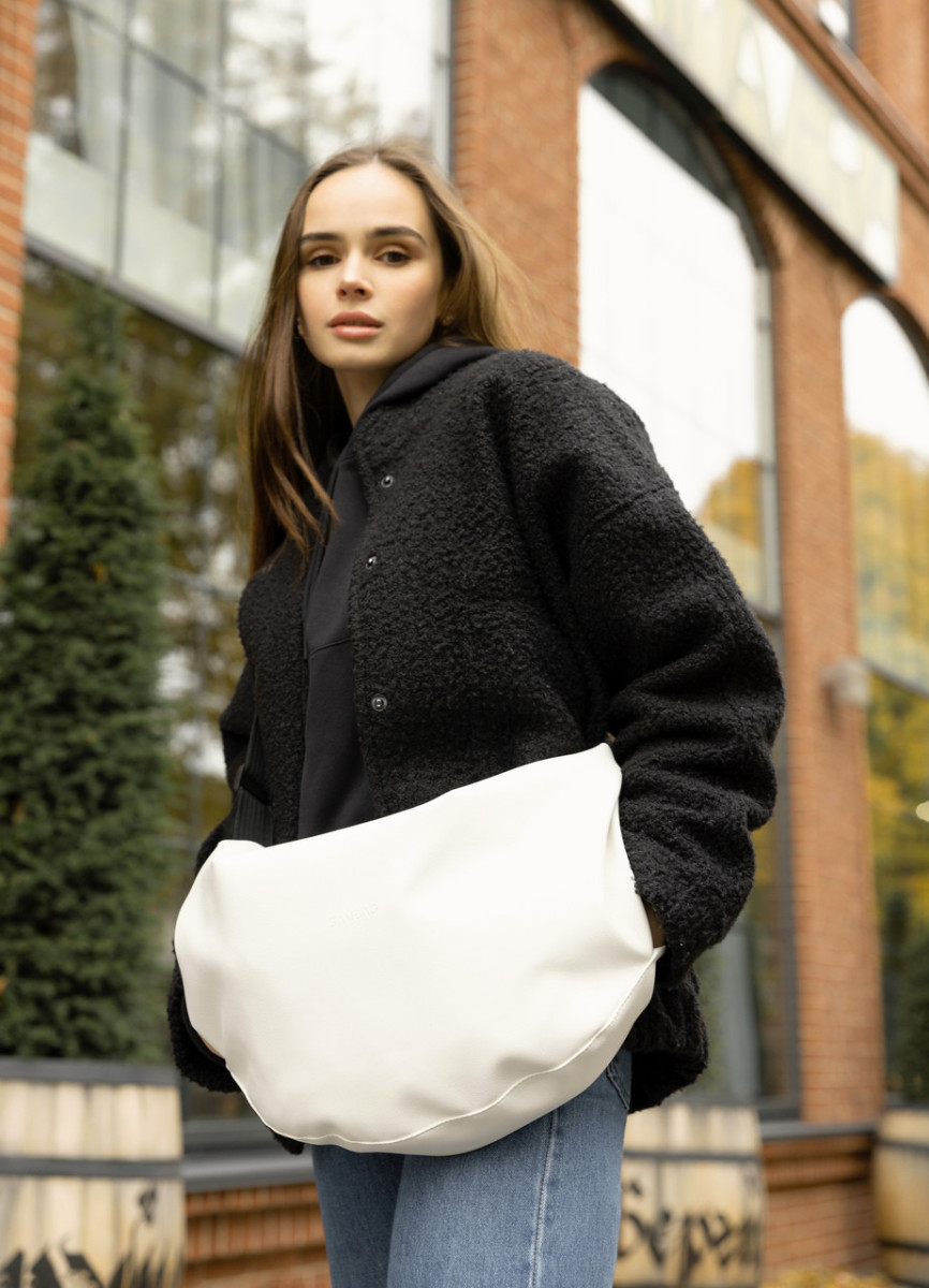 Жіноча сумка високої якості українського виробництва ХОБО - сумка-мішок - біла 5062753