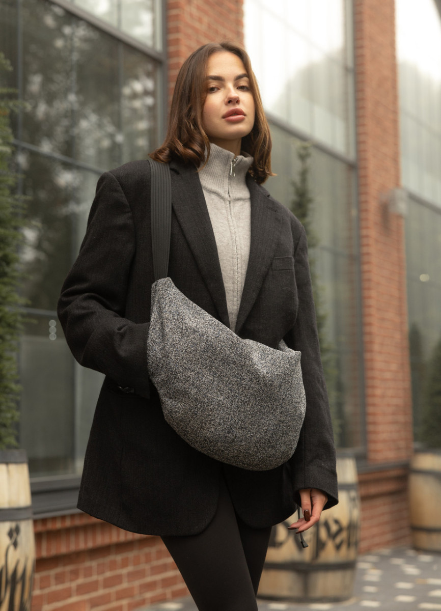 Жіноча сумка високої якості українського виробництва ХОБО - сумка-мішок - тканева сіра 5062564, фото 1