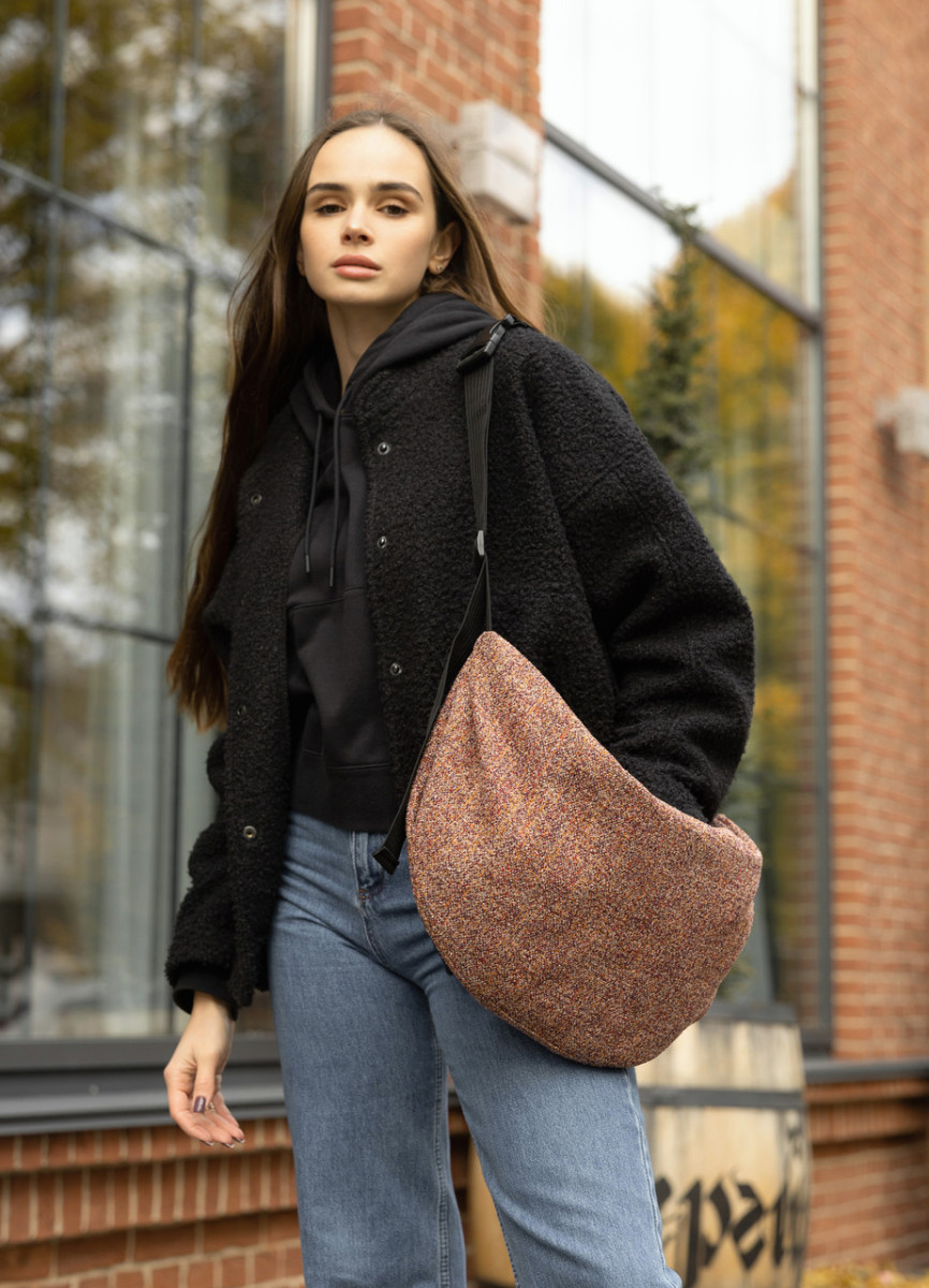 Жіноча сумка високої якості українського виробництва ХОБО - сумка-мішок - тканева теракотова 5062581, фото 1