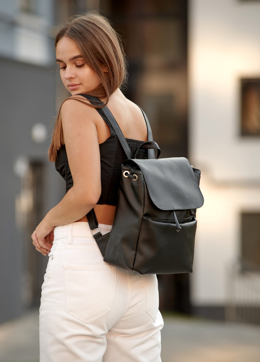 Жіночий рюкзак високої якості українського виробництва Стиль - чорний 5062809