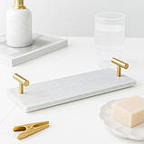 Мармурова таця органайзер для косметики у ванну. Підставка для парфумерії, прикрас 30*10 см Білий, фото 2