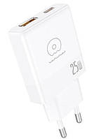 Мережевий зарядний пристрій WUW-C217 PD 25W USB A + Type-C white