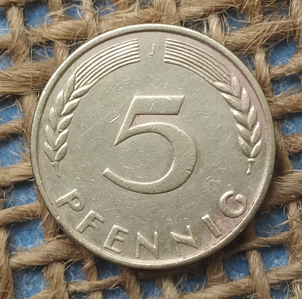 5 пфенiгiв 1950 року. (J) Нiмеччина - ФРН