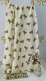 Велика двошарова муслінова пелюшка 100% бавовняна для малюків 100 х 135 см Lari Бежево-жовтий