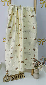 Велика двошарова муслінова пелюшка 100% бавовняна для малюків 100 х 135 см Lari Ведмедики