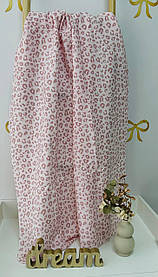 Велика двошарова муслінова пелюшка 100% бавовняна для малюків 100 х 135 см Lari Рожевий з принтом