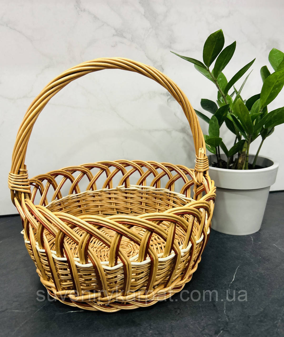 Кошик з лози 24х26 см Великодній кошик, фото 1