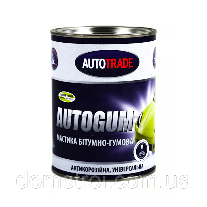 Мастика бітумно-гумова гідроізоляція антикорозія антигравій Autotrade (чорна) 0.8 кг