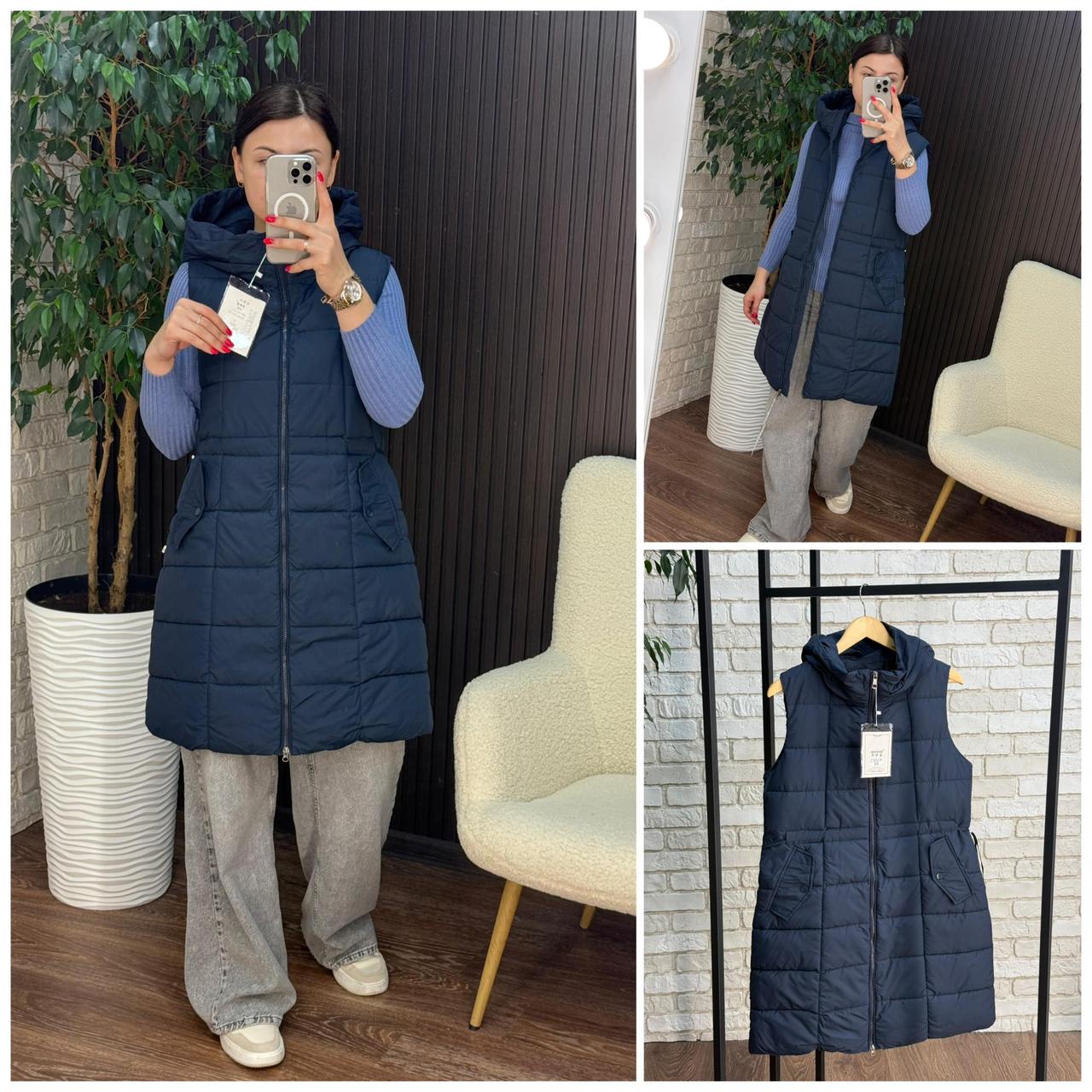 Стильна жіноча жилетка на синтепоні 100, тканина "Плащівка" 50, 52, 54, 56 розмір 50