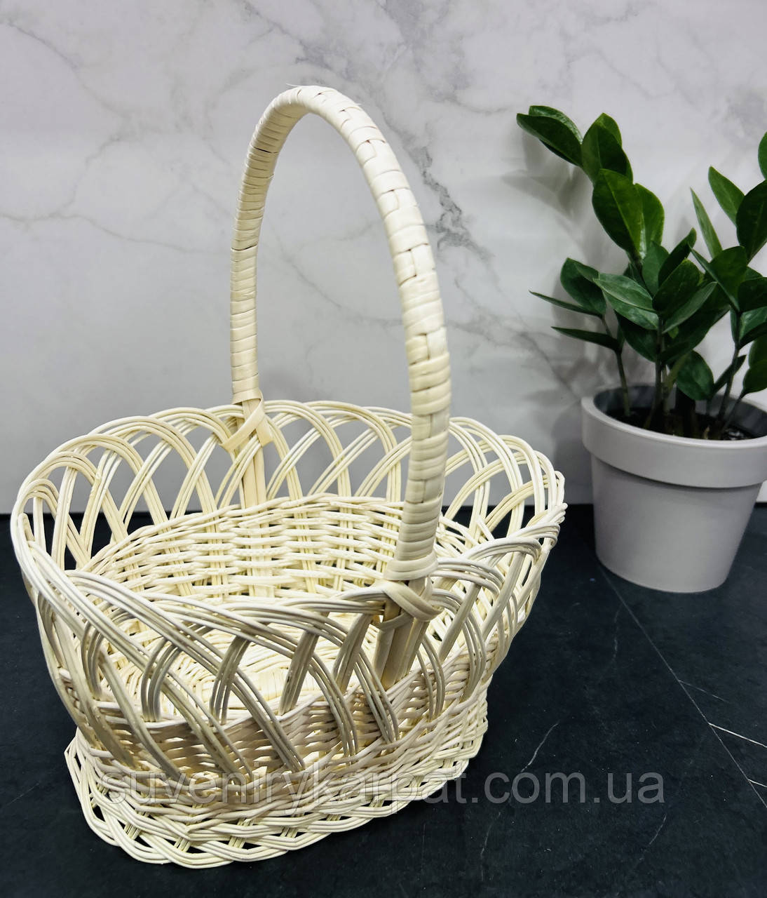 Кошик з білої лози 25х20х28 Великодній кошик, фото 1
