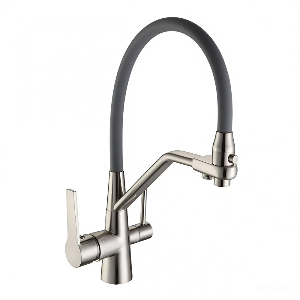 Змішувач для кухні на дві води Frap F4374-5, сатин/сірий, фото 1