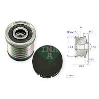 Шків генератора Renault Trafic-Opel Vivaro 1.9DI, DTI 01- (INA)