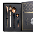Набір столових приборів 24 предмети набір ложок виделок і ножів на 6 персон Бронзовий Lugi, фото 4