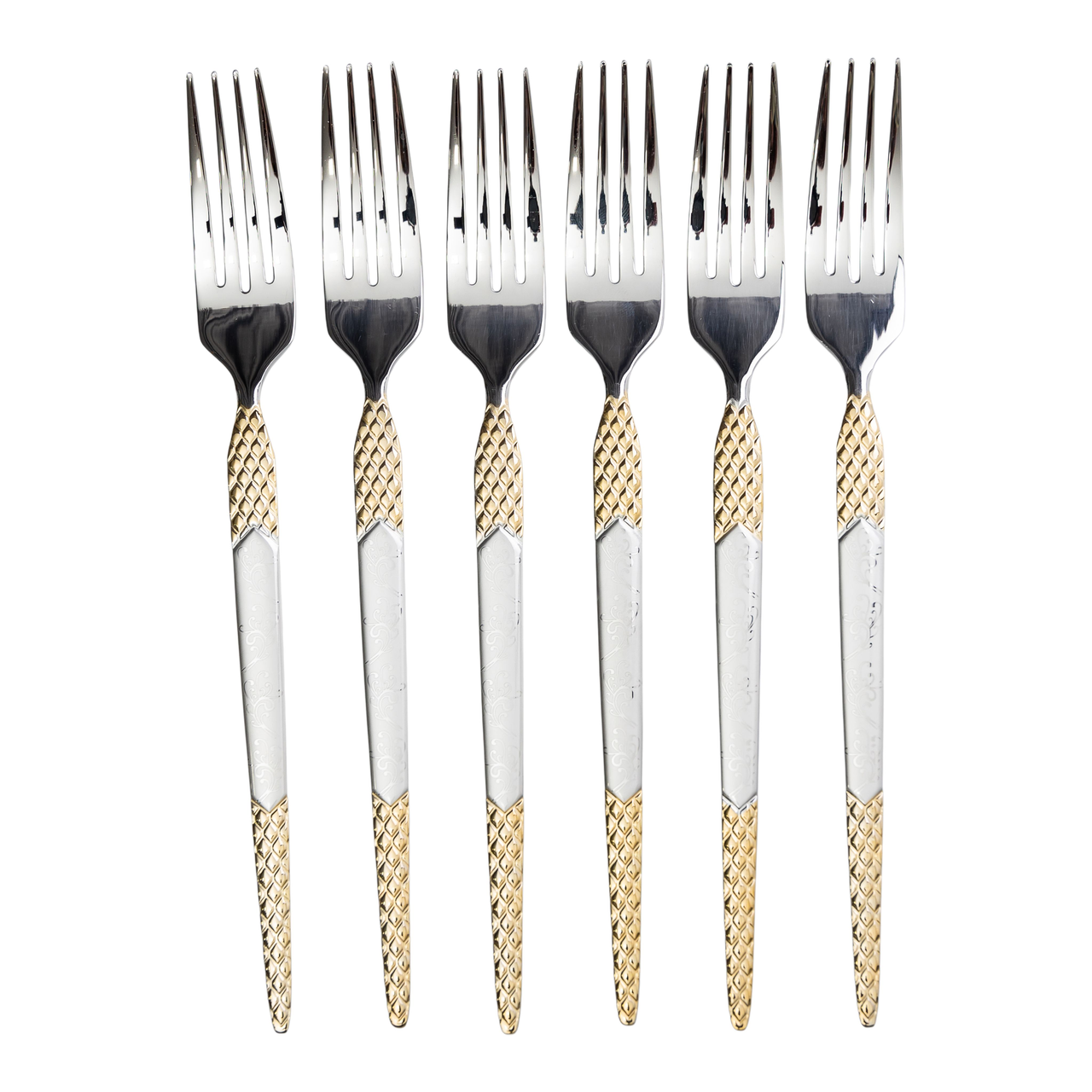 Набір столових виделок 6 штук виделка з нержавіючої сталі 21 см Срібло з золотом Lugi, фото 1
