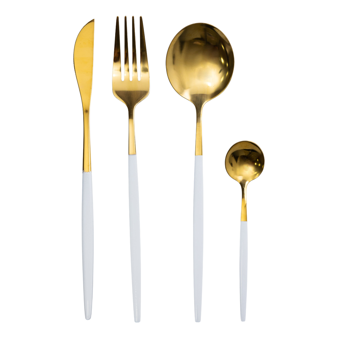 Набір столових приборів 24 предмети столовий набір на 6 персон Золотистий з білим Lugi, фото 1