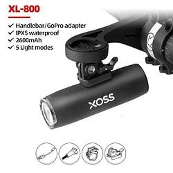 Велофара велосипедний ліхтар XOSS XL-800 IPX6 800 Lumen 2600 mAh 5 режимів + кріплення для GoPro