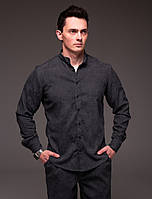 Мужская темно-серая рубашка "Modern" вельвет с длинным рукавом