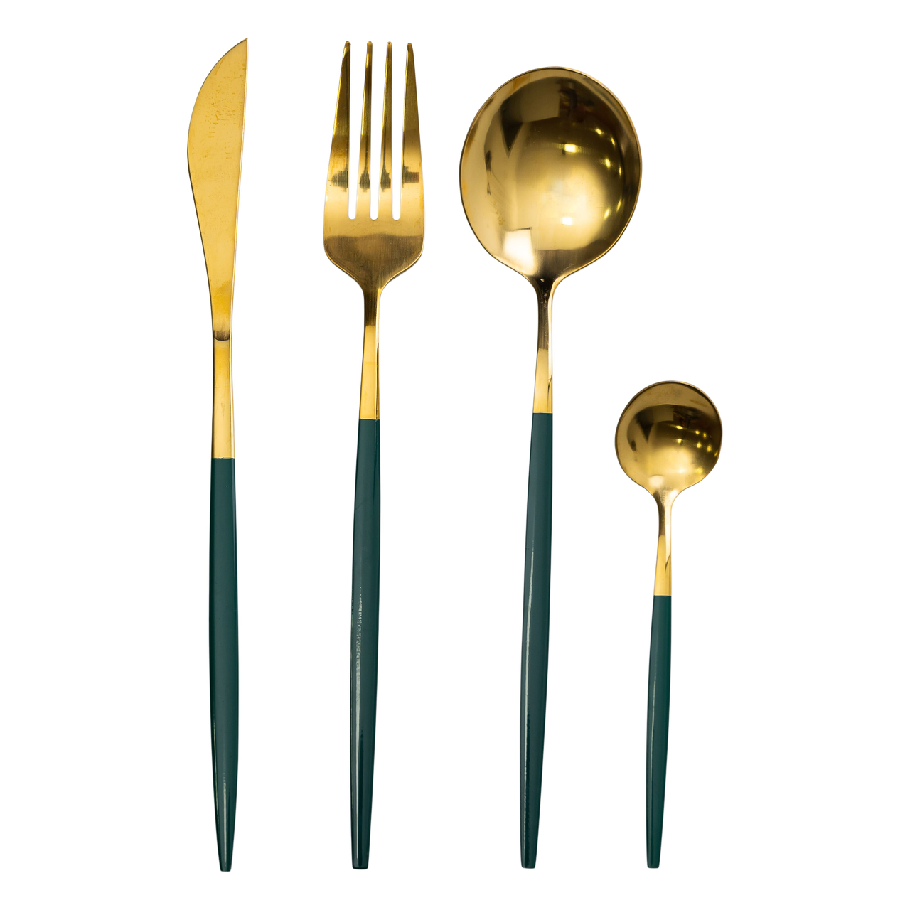Набір столових приборів 24 предмети столовий набір на 6 персон Золотистий з зеленим Lugi, фото 1