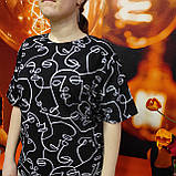 Жіноча чорна футболка принт обличчя Україна, фото 6