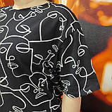 Жіноча чорна футболка принт обличчя Україна, фото 7