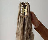 Хвіст-шиньйон хвилястий на крабі з утяжкою русий - омбре в блонд 67 см, фото 5