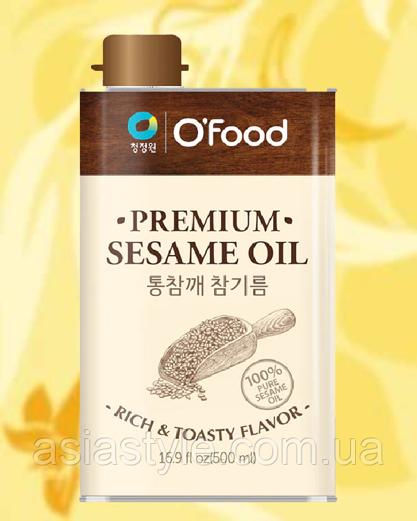 Олія кунжутна, Кунжутна олія, не рафінована, Тм Офуд, Chungjungone O'food Premium Sesame Oil, Ofood, 500 мл
