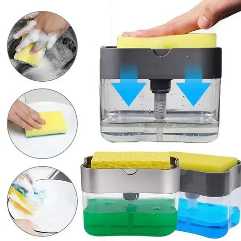 Диспенсер для миючого засобу натискний Soap Pump Sponge Caddy, фото 1