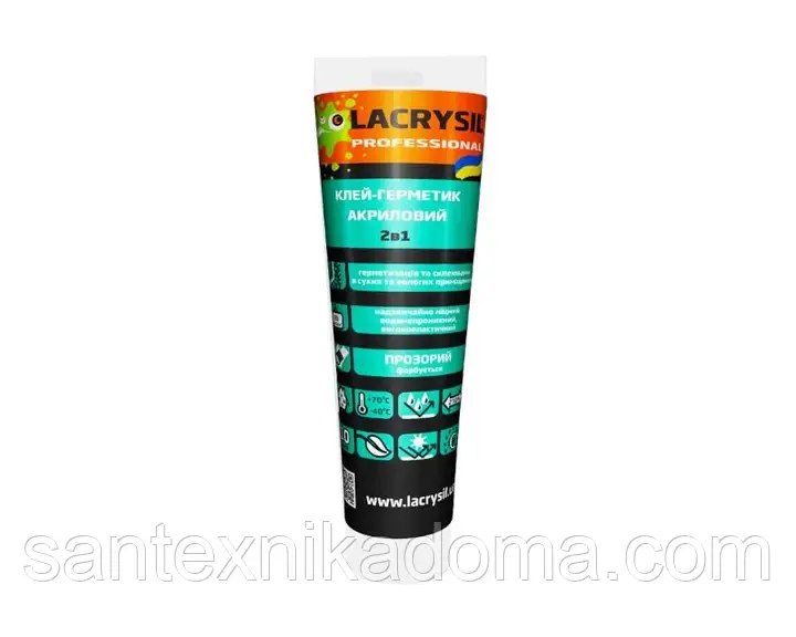 Клей-герметик акриловий LACRYSIL санітарний прозорий туба 150г