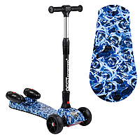 Складаний триколісний Самокат Best Scooter MAXI з турбіною димом і музикою Синій Вид 1