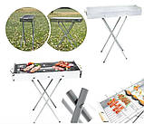 Переносний мангал барбекю гриль BARBECUE TRAY 770SS MD-008 70х30х70 см з решіткою портативний металевий, фото 5