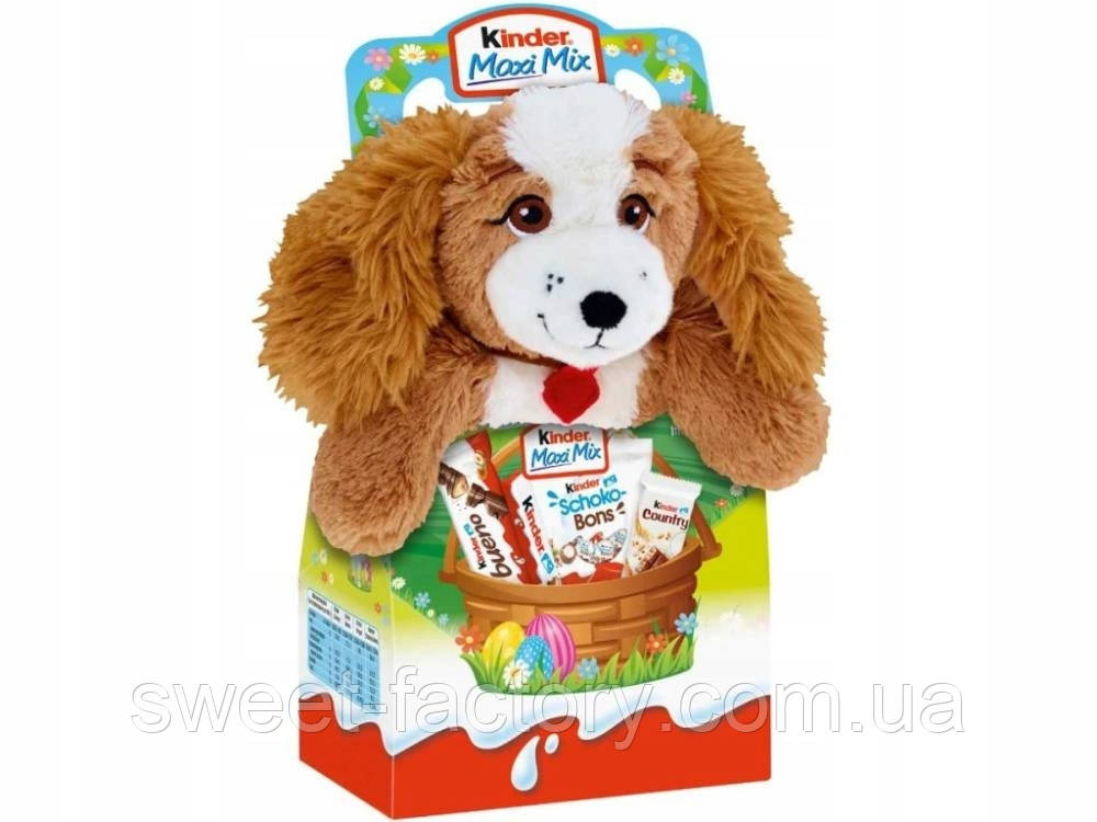 Набір солодощів Kinder Maxi Mix з м'якою іграшкою Цуценя 133g, фото 1