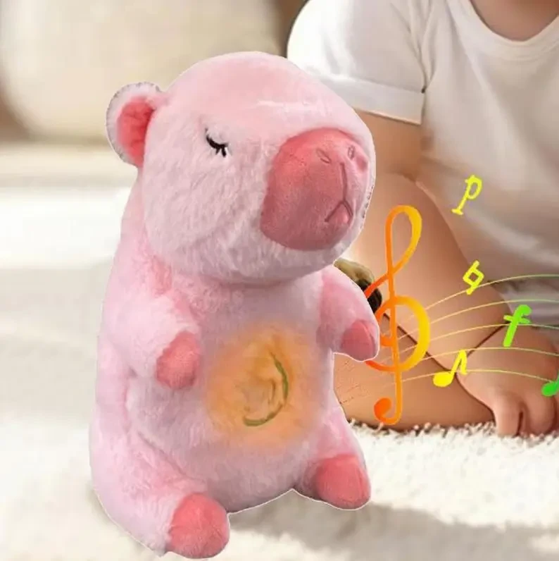 Рожевий Інтерактивна дихаюча Капібара Snuggle Pulse CapyBuddy 30 см м'яка плюшева іграшка, фото 1