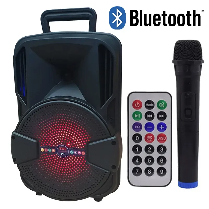 Портативна бездротова колонка ALP-801 Bluetooth колонка-валіза з мікрофоном та світломузикою, фото 1