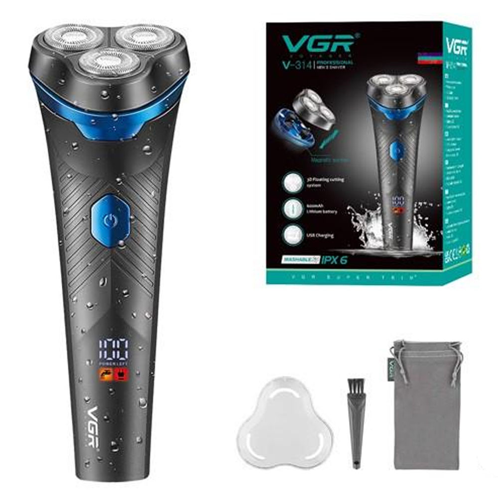 Акумуляторна електробритва для вологого та сухого гоління VGR V-314 / Бездротова бритва водонепроникна, фото 1