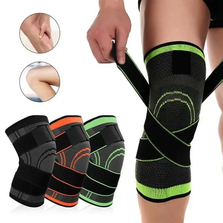 Наколінник Бандаж колінного суглоба Knee Support Copper Чорно-зелений фіксатор коліна Компресійний від травм розтягувань, фото 1