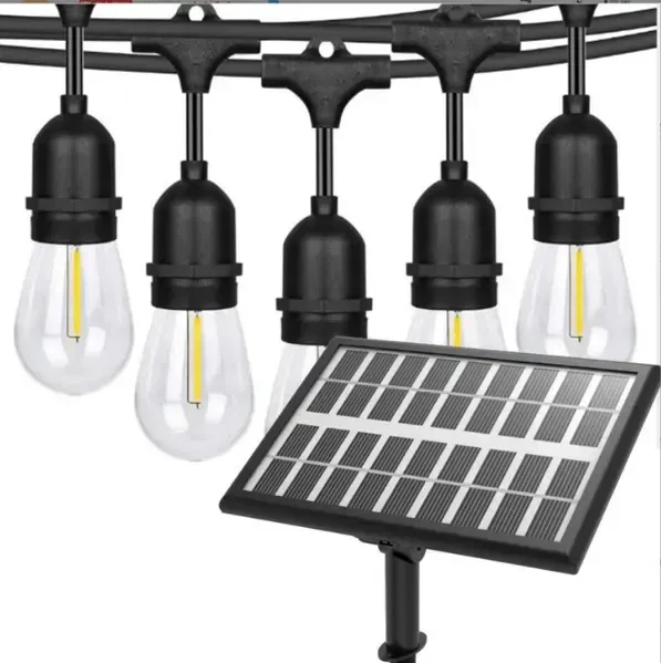 Ретро гірлянда на потужній сонячній батареї 5 м 15 лампочок Bulbs, фото 1