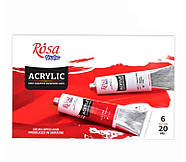 Фарби акрилові Rosa Studio набір 6кол. по 20мл 9074764, фото 4