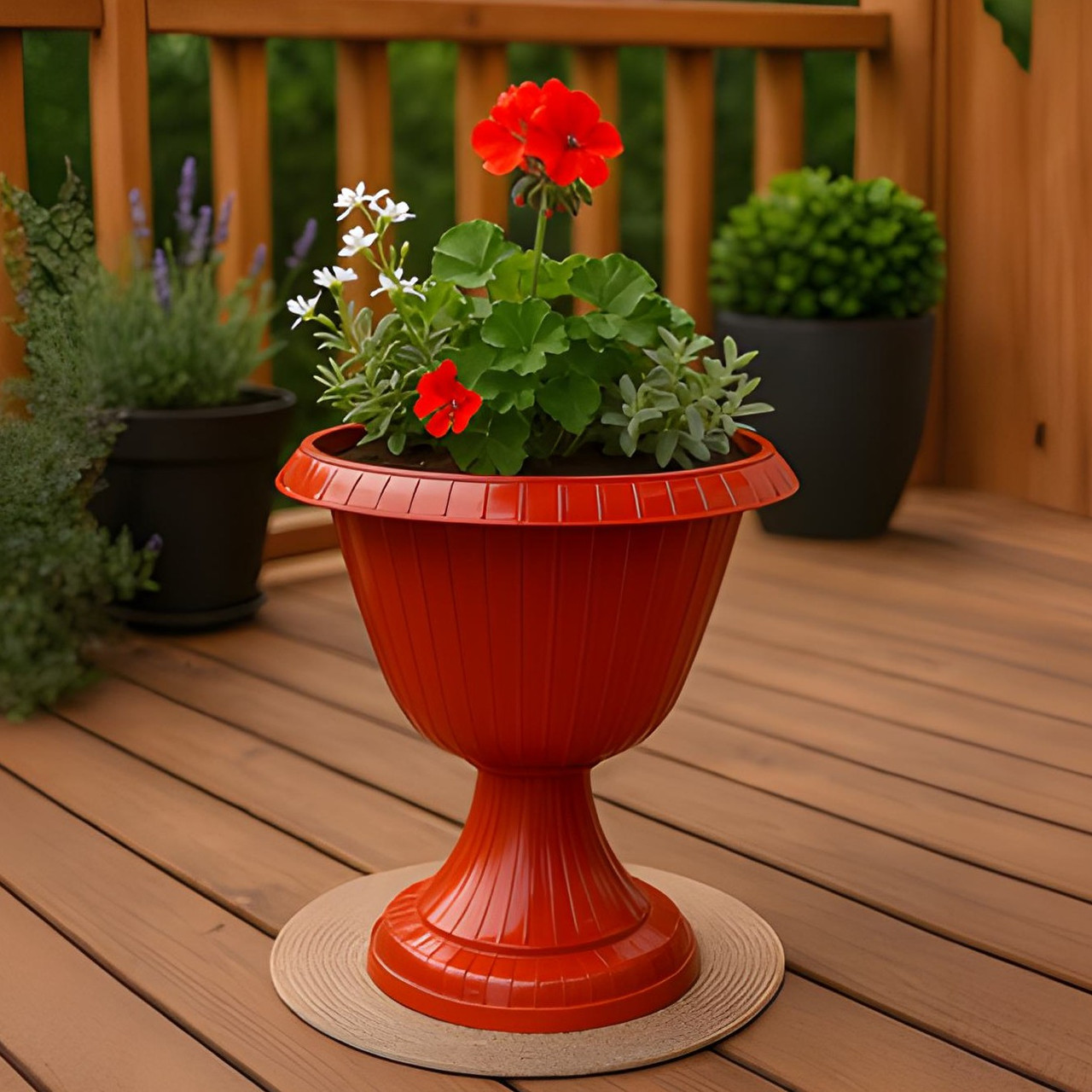 Терасний підлоговий вазон на ніжці 33*37см 6.8л, теракота Гаваї