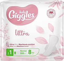Гігієнічні жіночі прокладки Giggles Lady Ultra Normal 1 з крильцями 4 краплі (8 шт)