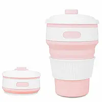 Складана силіконова склянка Collapsible Coffee Cup з кришкою 350 мл