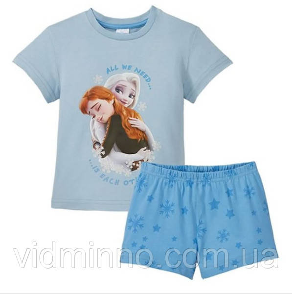 Літня піжама (футболка + шорти) Frozen на дівчинку р.98-104 - 2-4 роки, холодне серце