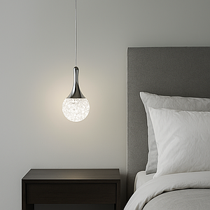 Підвісний скляний світильник крапля в сріблі ALG 2015/1CH