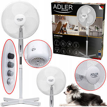 Вентилятор підлоговий Adler AD 7305 — 40 см, 90 Вт, 3 швидкості